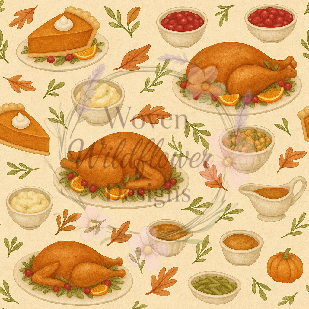 Thanksgiving Feast Toss- Seamless Digital Design