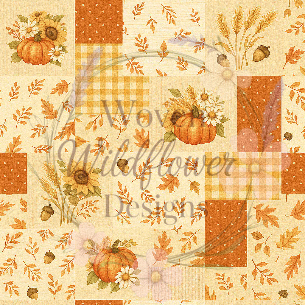 Autumn Wildflower Patchwork- Seamless Digital Design