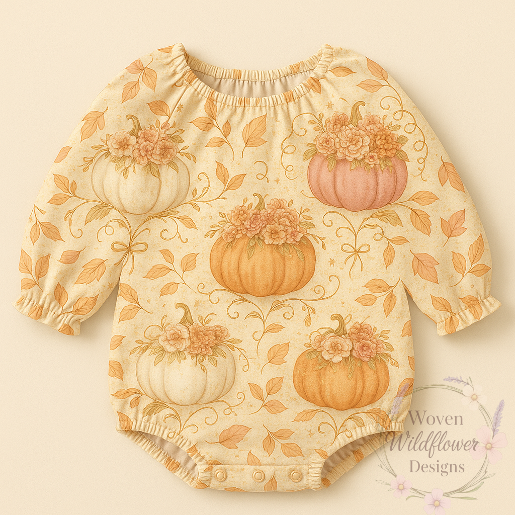 Pumpkin Floral Scroll – Seamless Digital Design
