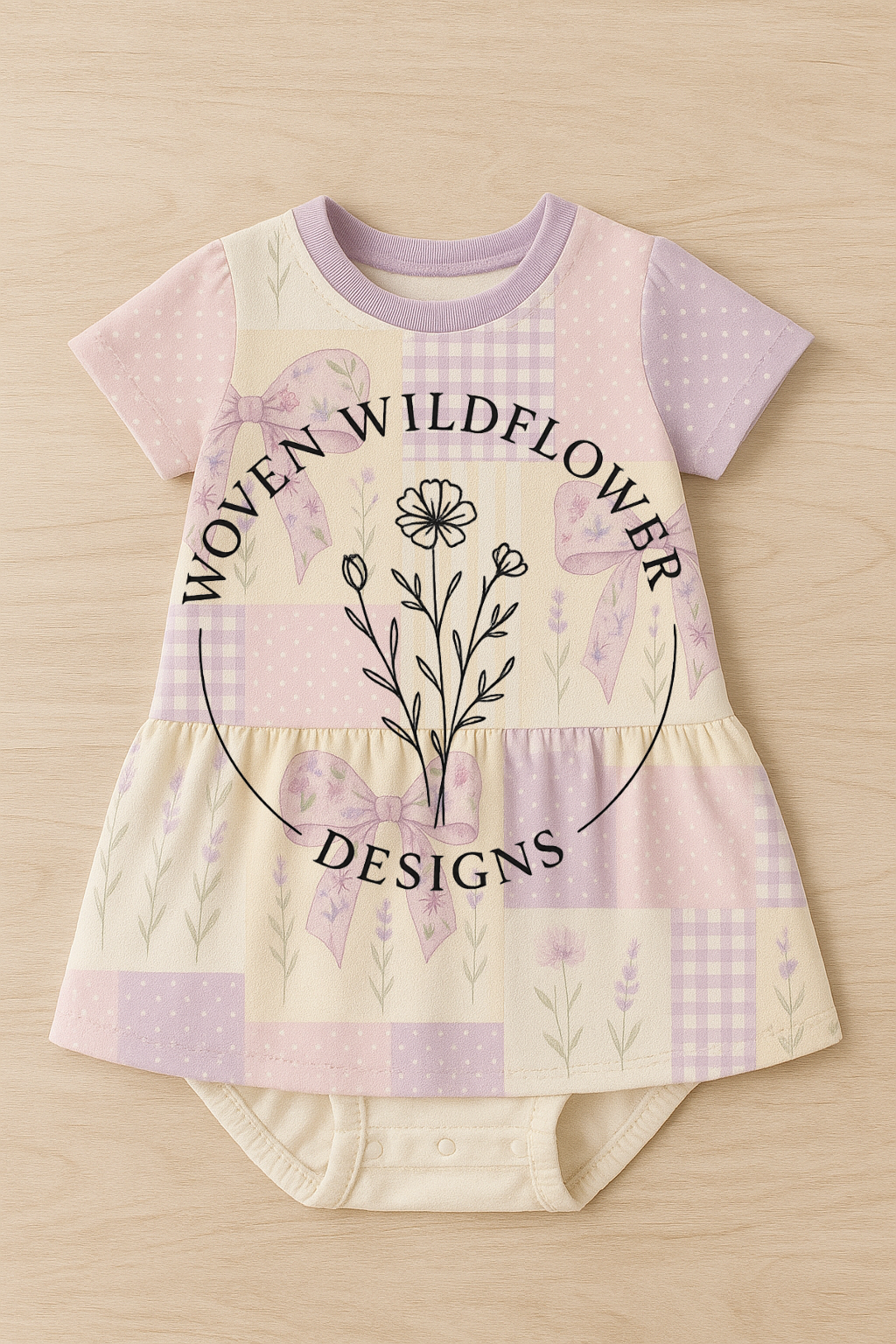 Blush & Lavender Bow Patchwork - Seamless Digital Design