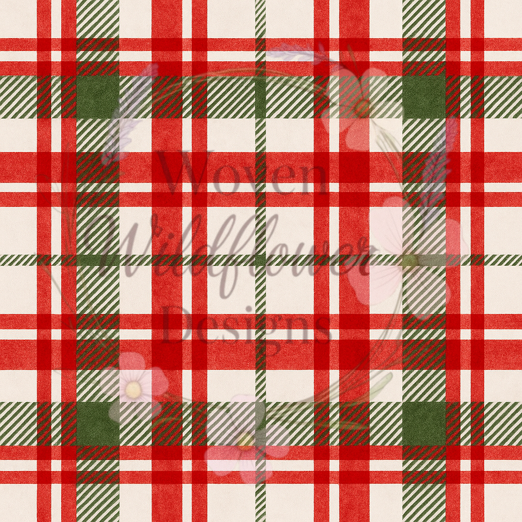 Candy Cane Plaid- Seamless Digital Design