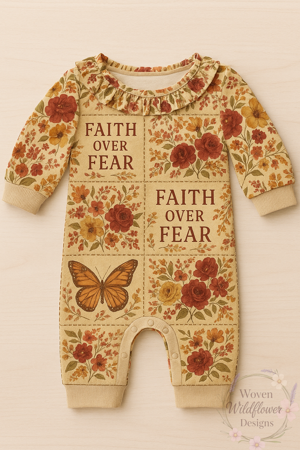 Faith Over Fear Patchwork- Seamless Digital Design