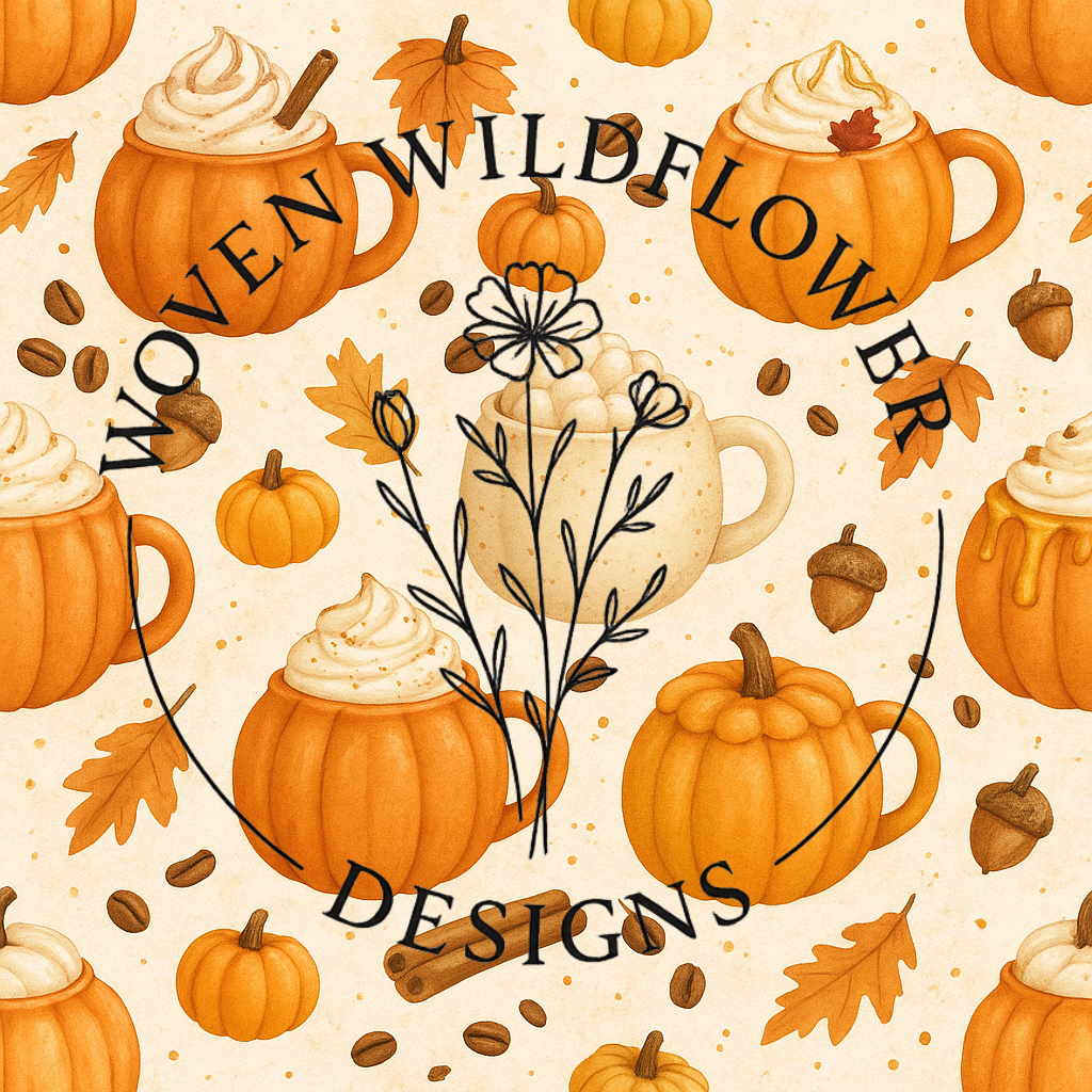 Pumpkin Mug Cozy- Seamless Digital Design