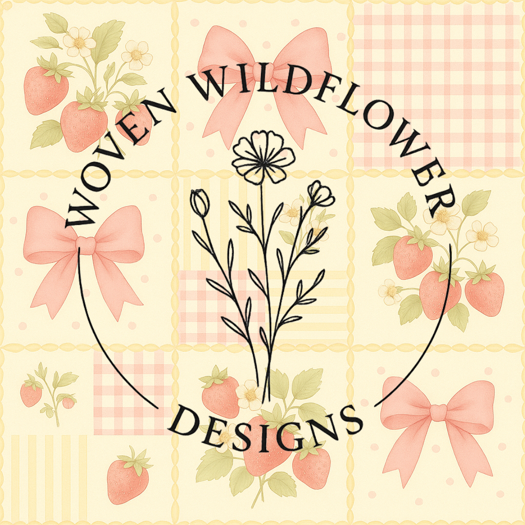 Strawberry Bows & Blossoms Patchwork – Seamless Digital Design