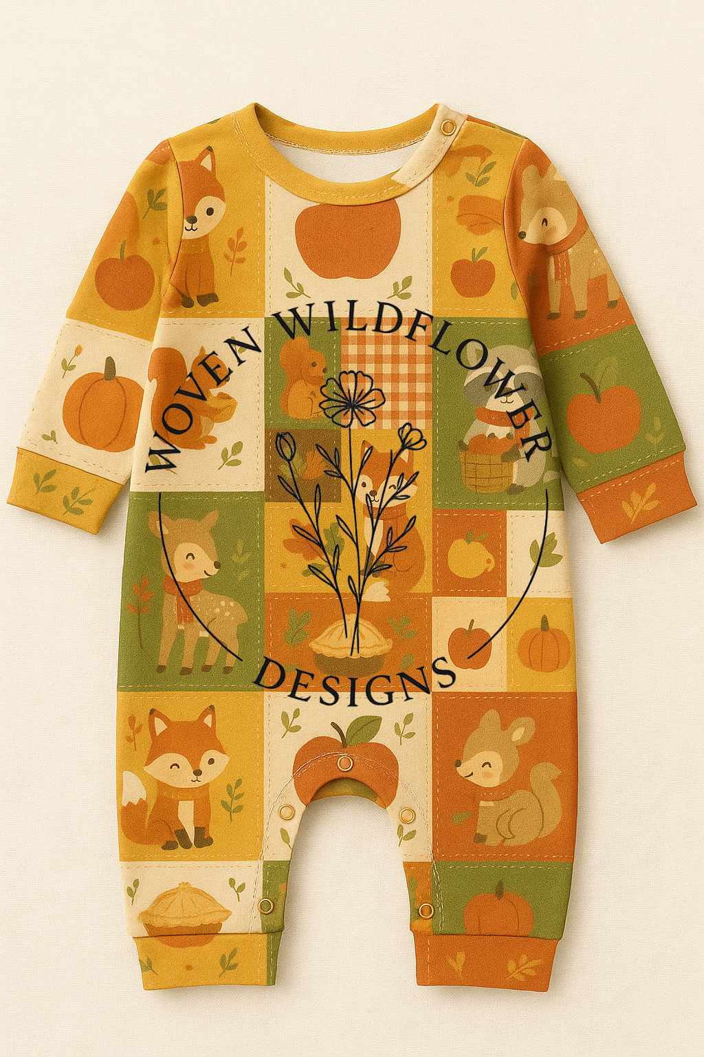 Autumn Orchard Animals Patchwork- Seamless Digital Design
