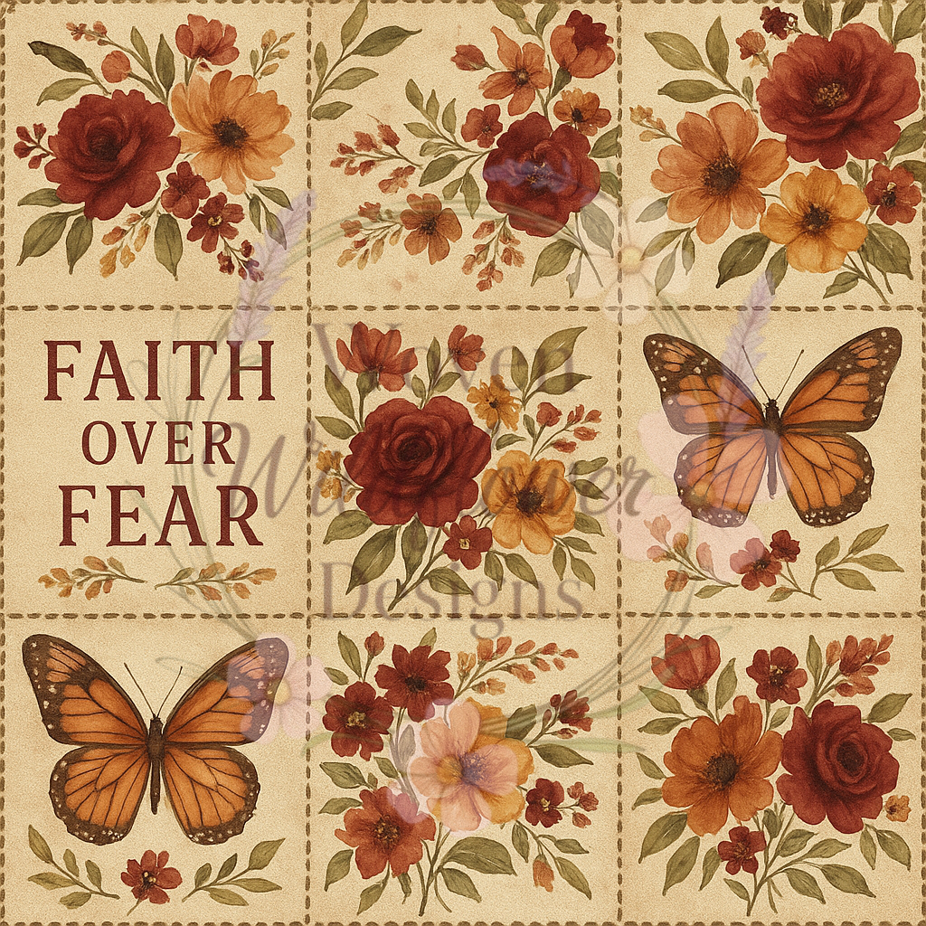 Faith Over Fear Patchwork- Seamless Digital Design