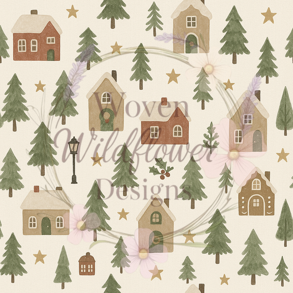 Christmas Village- Seamless Digital Design