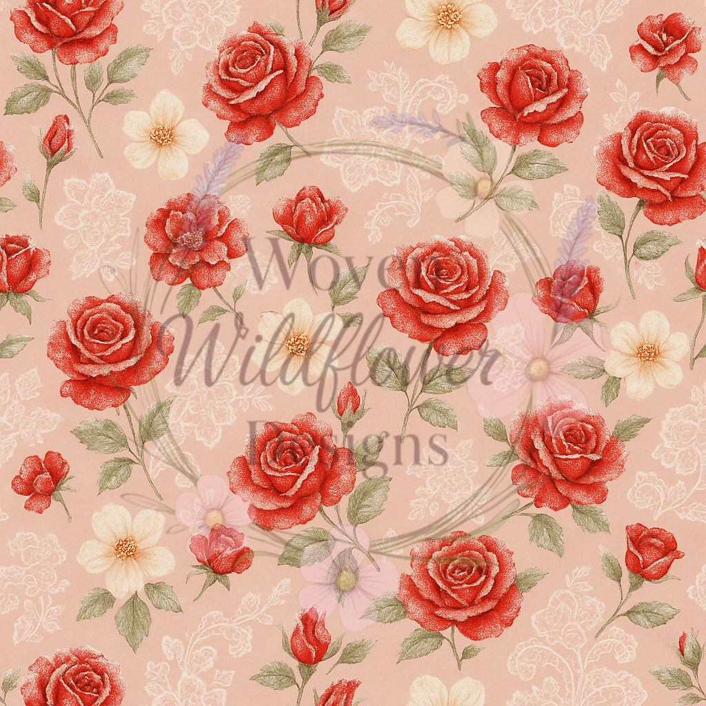 Frosted Florals and Lace- Seamless Digital Design