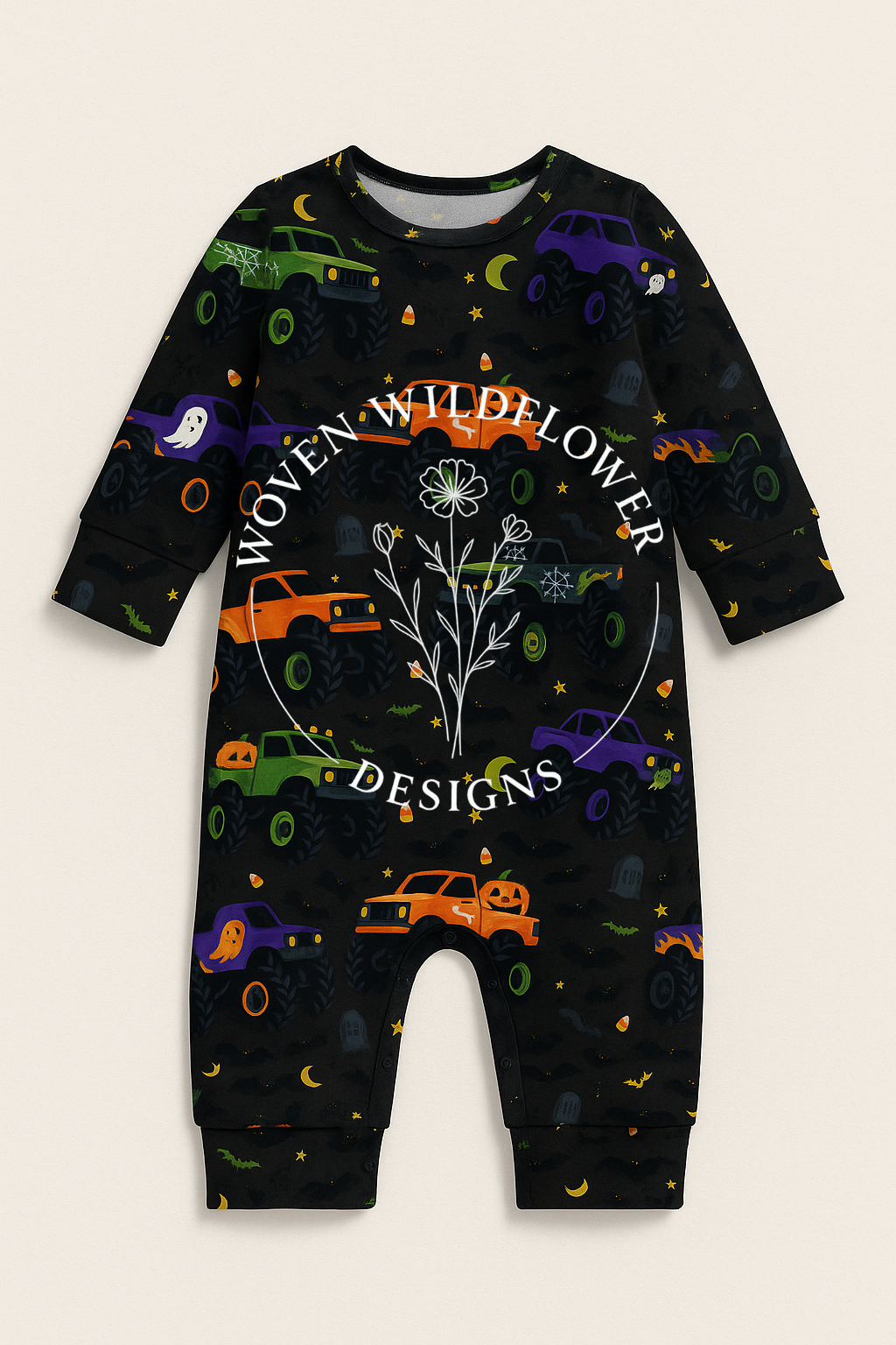 Spooky Monster Trucks – Seamless Digital Design