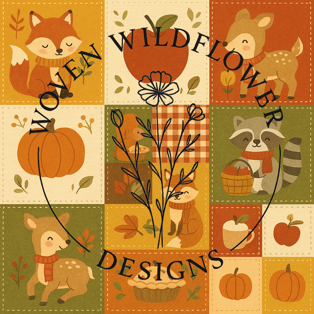 Autumn Orchard Animals Patchwork- Seamless Digital Design