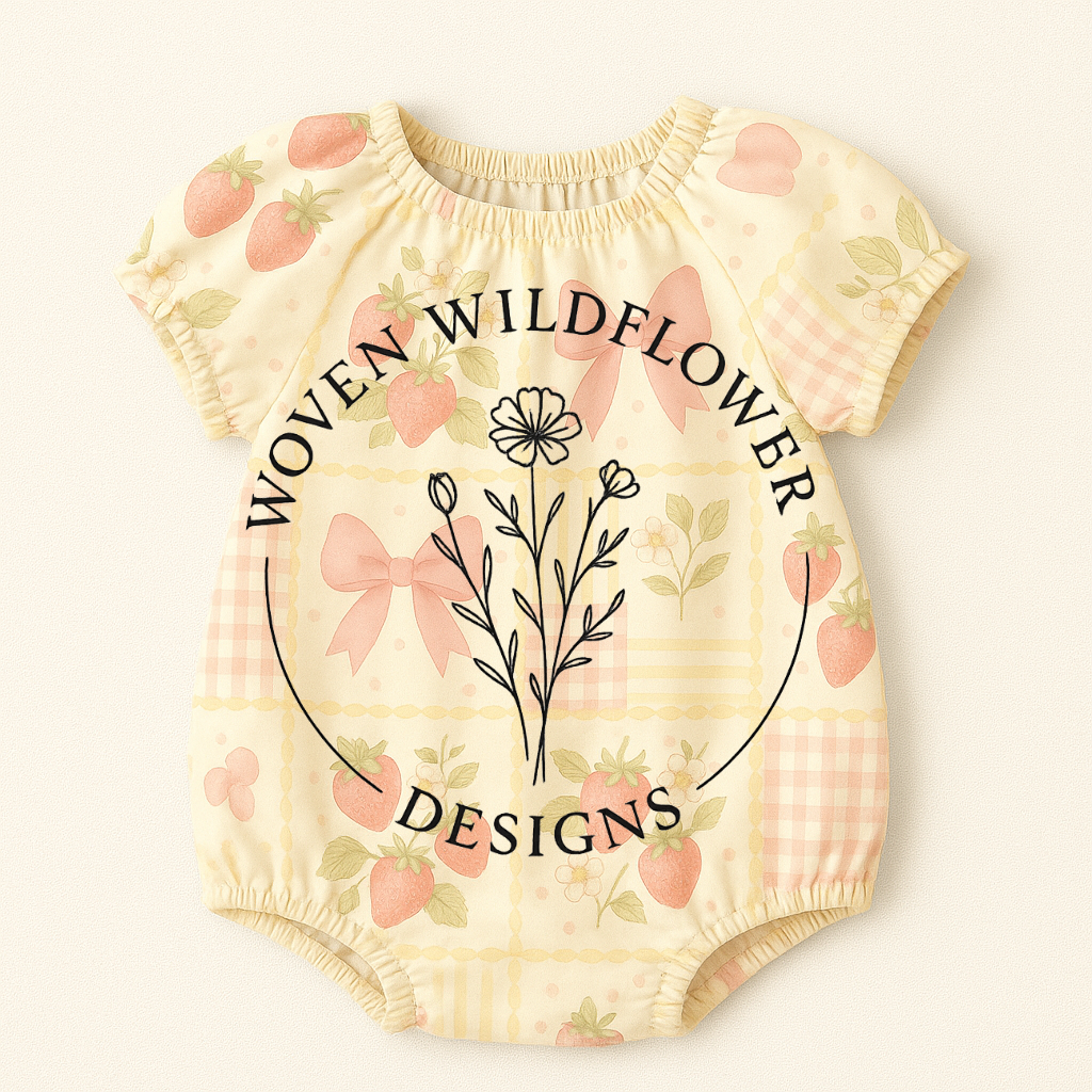 Strawberry Bows & Blossoms Patchwork – Seamless Digital Design