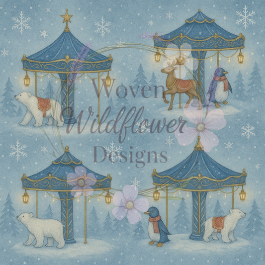Winter Carousel- Seamless Digital Design