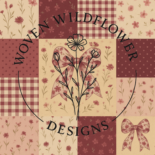 Maroon Bow Patchwork- Seamless Digital Design