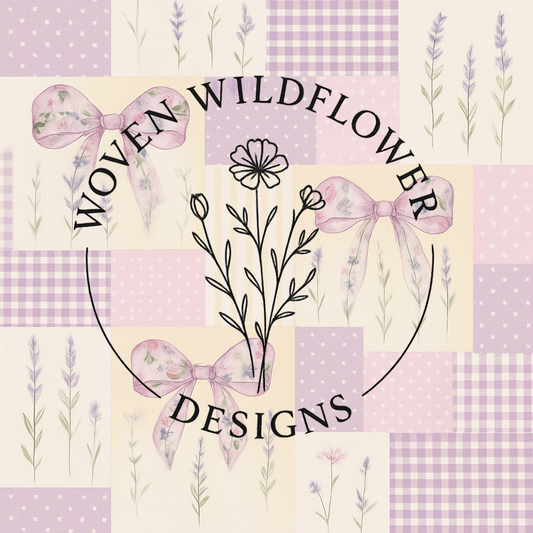 Blush & Lavender Bow Patchwork - Seamless Digital Design