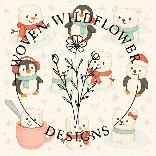 Marshmallow Snow Friends – Seamless Digital Design