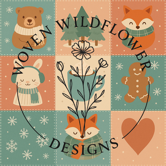 Cozy Winter Critters Patch – Seamless Digital Design