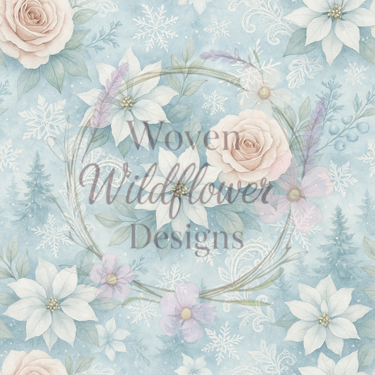 Frosted Florals and Lace- Seamless Digital Design