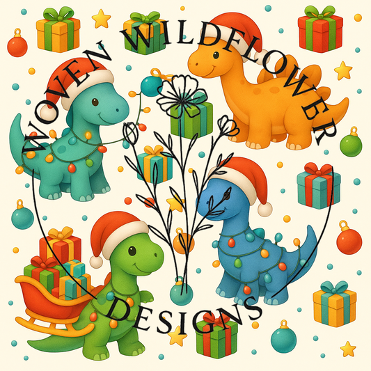 Jingle Bell Dino Parade – Seamless Digital Design