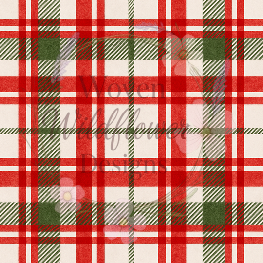 Candy Cane Plaid- Seamless Digital Design
