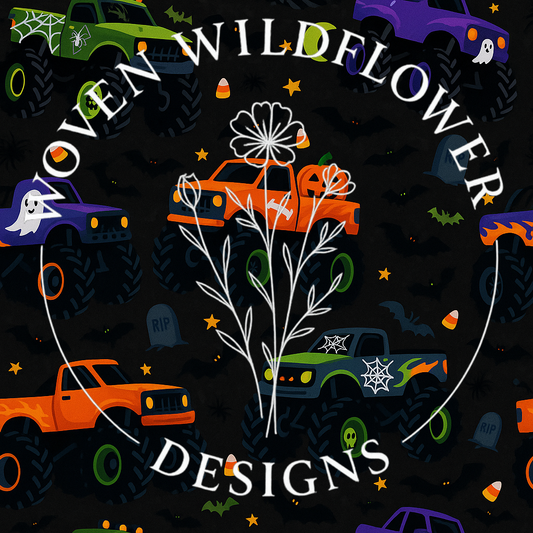 Spooky Monster Trucks – Seamless Digital Design