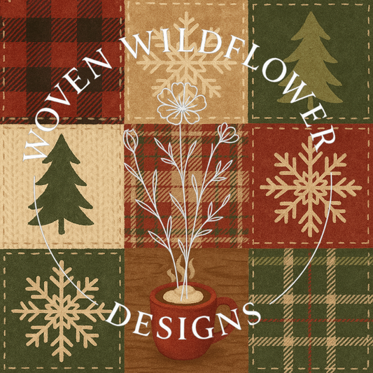 Pine & Plaid Holiday Patchwork- Seamless Digital Design