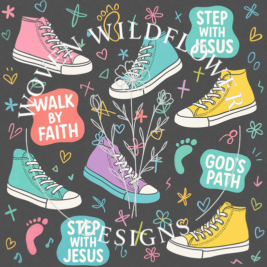 Walk by Faith Sneakers- Seamless Digital Design