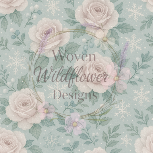 Winter Rose Wonderland- Seamless Digital Design