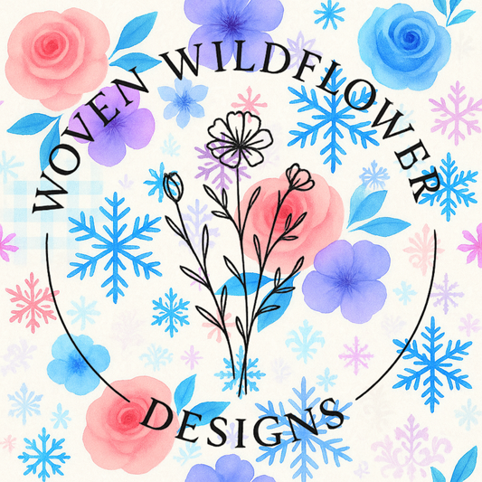 Winter Pastel Blooms Toss- Seamless Digital Design
