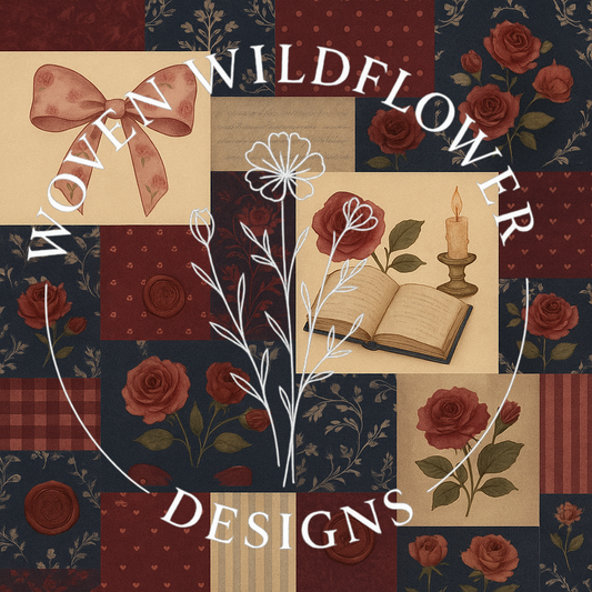 Twilight Rose Library Patch – Seamless Digital Design