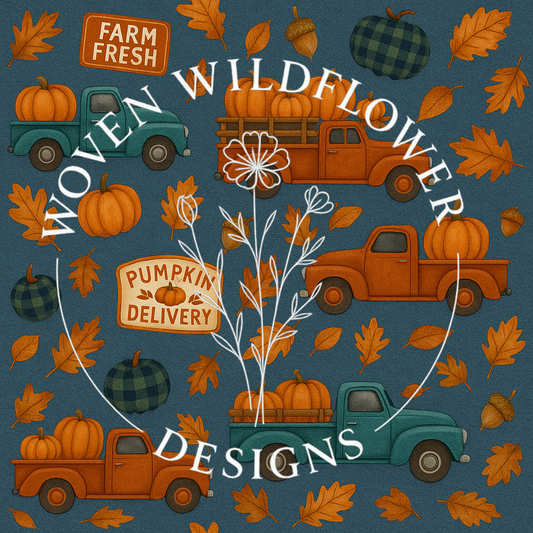 Plaid Pumpkins & Pickup Trucks- Seamless Digital Design