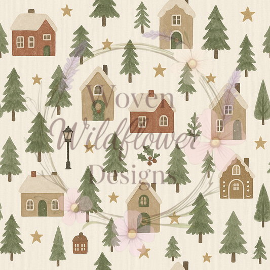 Christmas Village- Seamless Digital Design