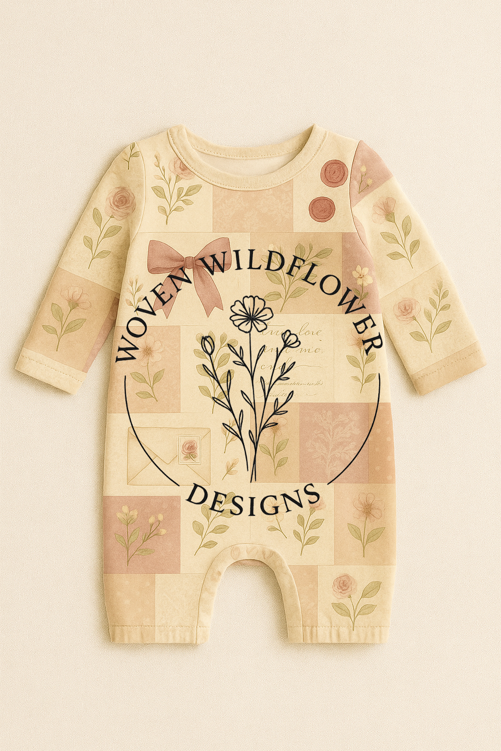 Vintage Letters & Blooms Patch – Seamless Digital Design