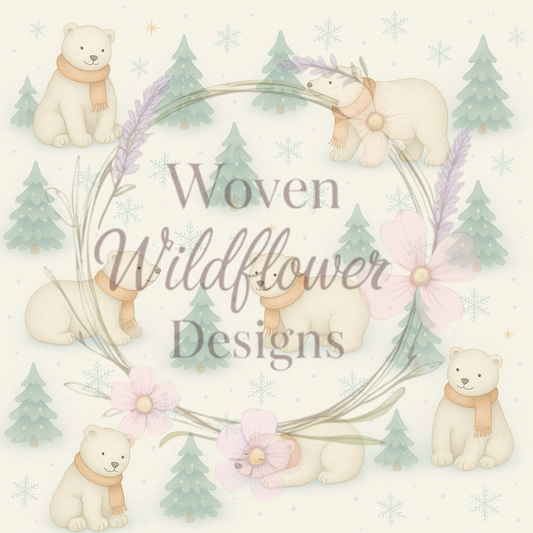 Polar Bear Winterland- Seamless Digital Design