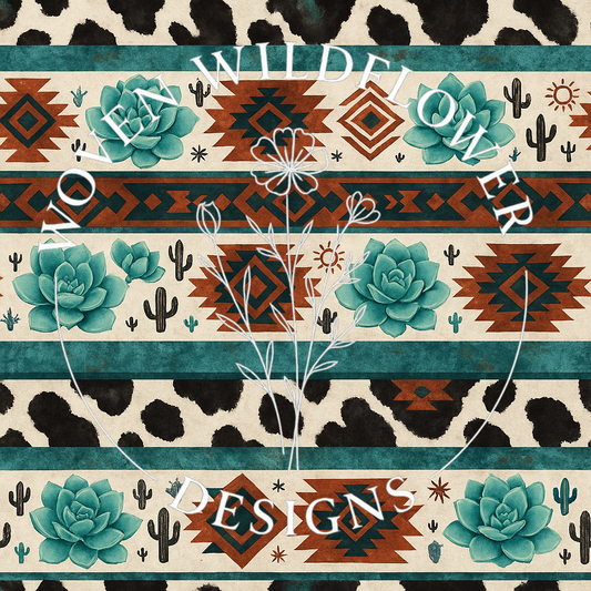 Cactus Cowgirl Stripe- Seamless Digital Design